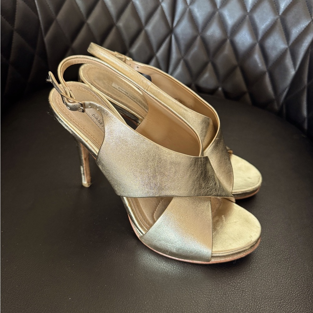 Diane von Furstenberg Gold Heeled Sandals